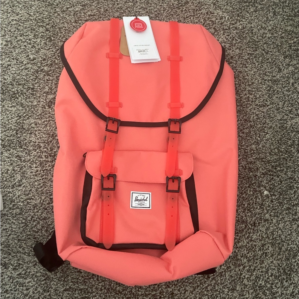 Herschel Supply Company Backpack in Coral with Dark Brown Trim